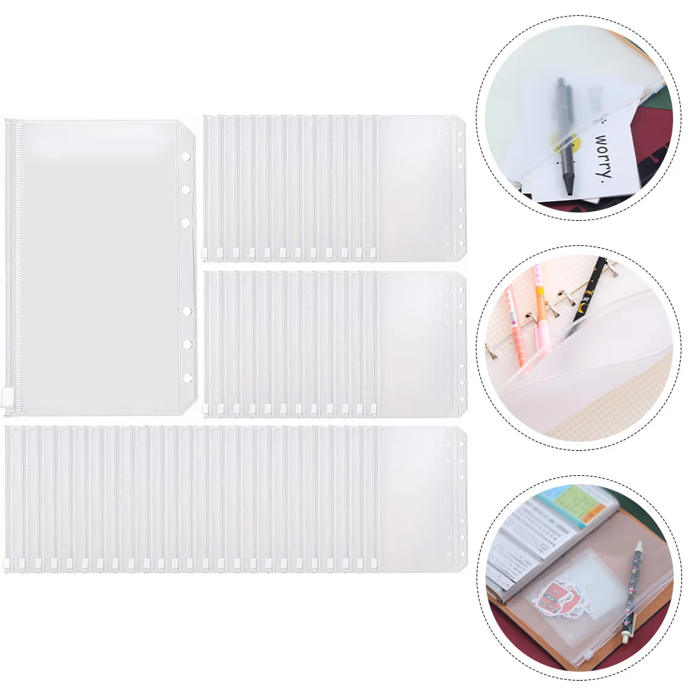 

50pcs Zipper Bags Extra Thick PVC Storage Pouches Reusable Document Pouches for Office Supplies Waterproof Business Card Holder