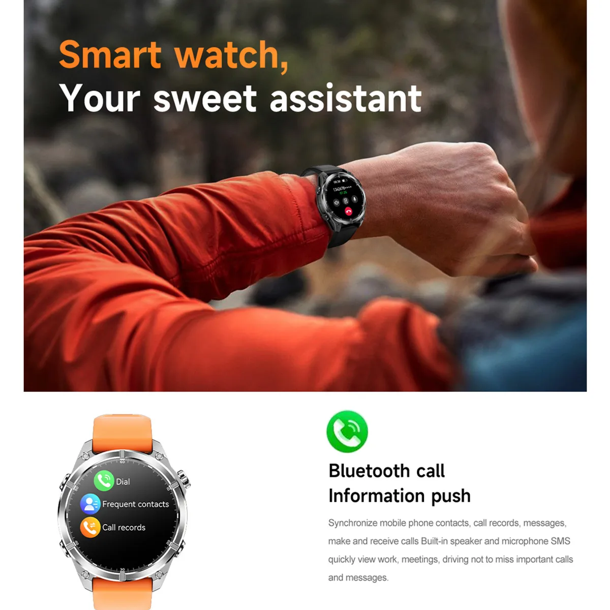 ساعة ذكية رياضية للرجال 1.43 بوصة شاشة Amoled 3ATM إضاءة مقاومة للماء مصباح يدوي بارومتر AI ChatGPT مساعد صوتي Smartwach