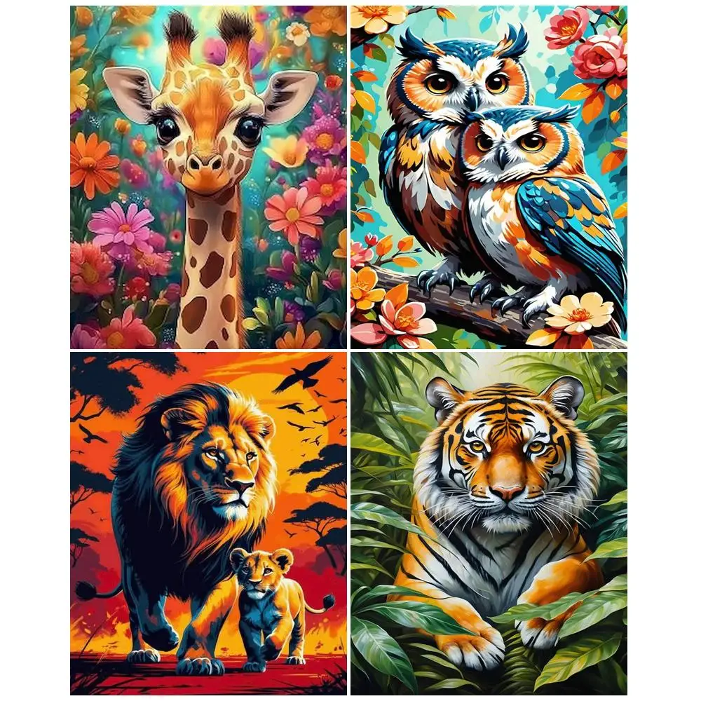 

GATYZTORY Picture By Number Owl Kits DIY Unique Gift Painting By Number Animal On Canvas HandPainted Home Decoration Art Gift