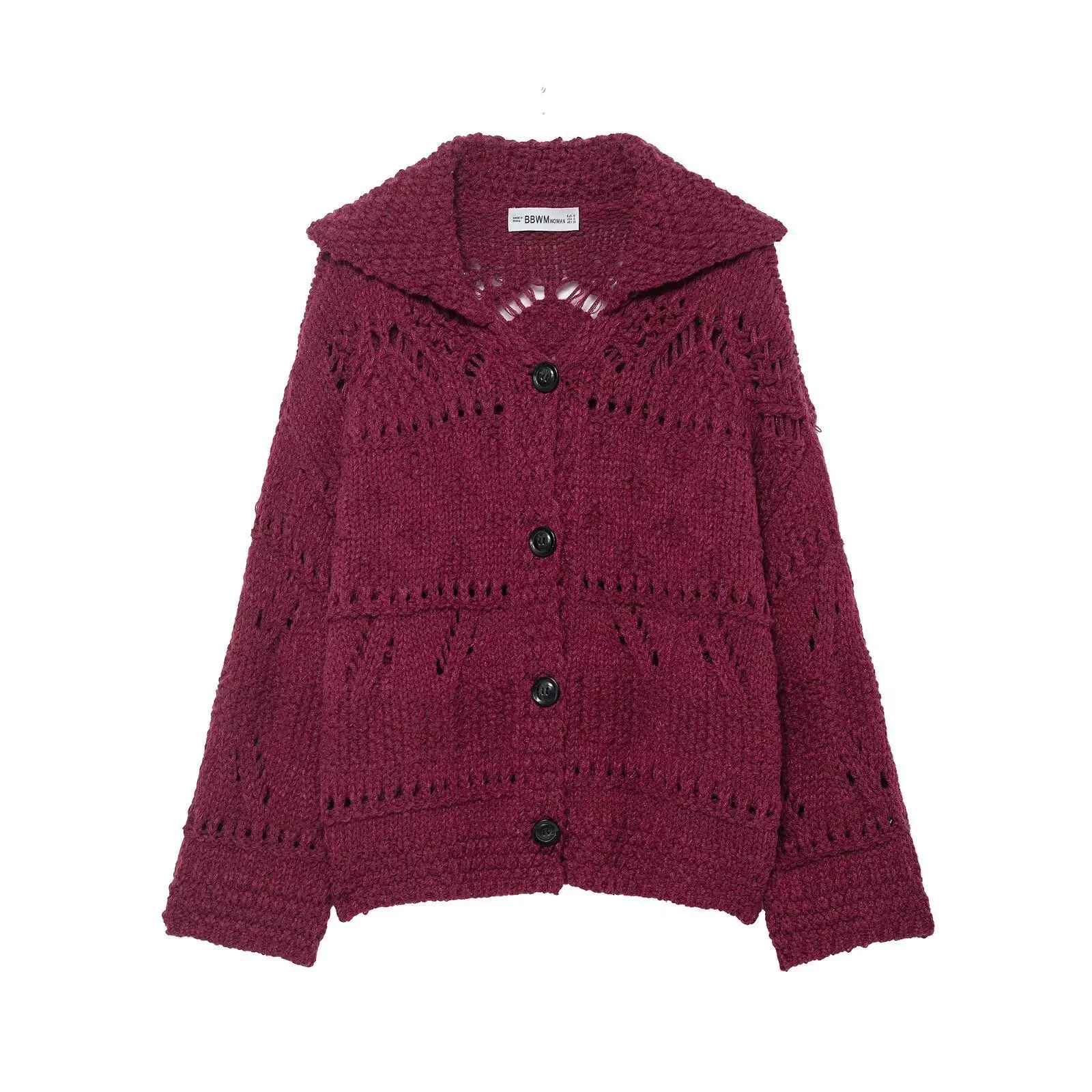 

Осень-зима, свободная модная универсальная куртка с лацканами, однобортное однотонное пальто, женский вязаный массивный кардиган