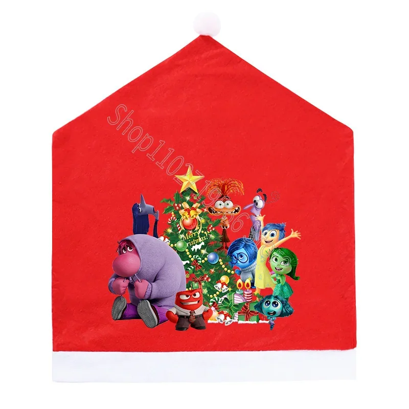 New Inside Out 2 Christmas Chair Covers Anger Joy Cartoon Anime Print New Year Dinner Party Living Room Home Decor Xmas Ornament