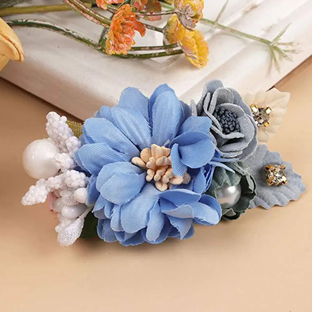 

3 Pcs Hair Clip Blue Flower Hairpins Set Simulated Headdresses Clips Artificial Decors