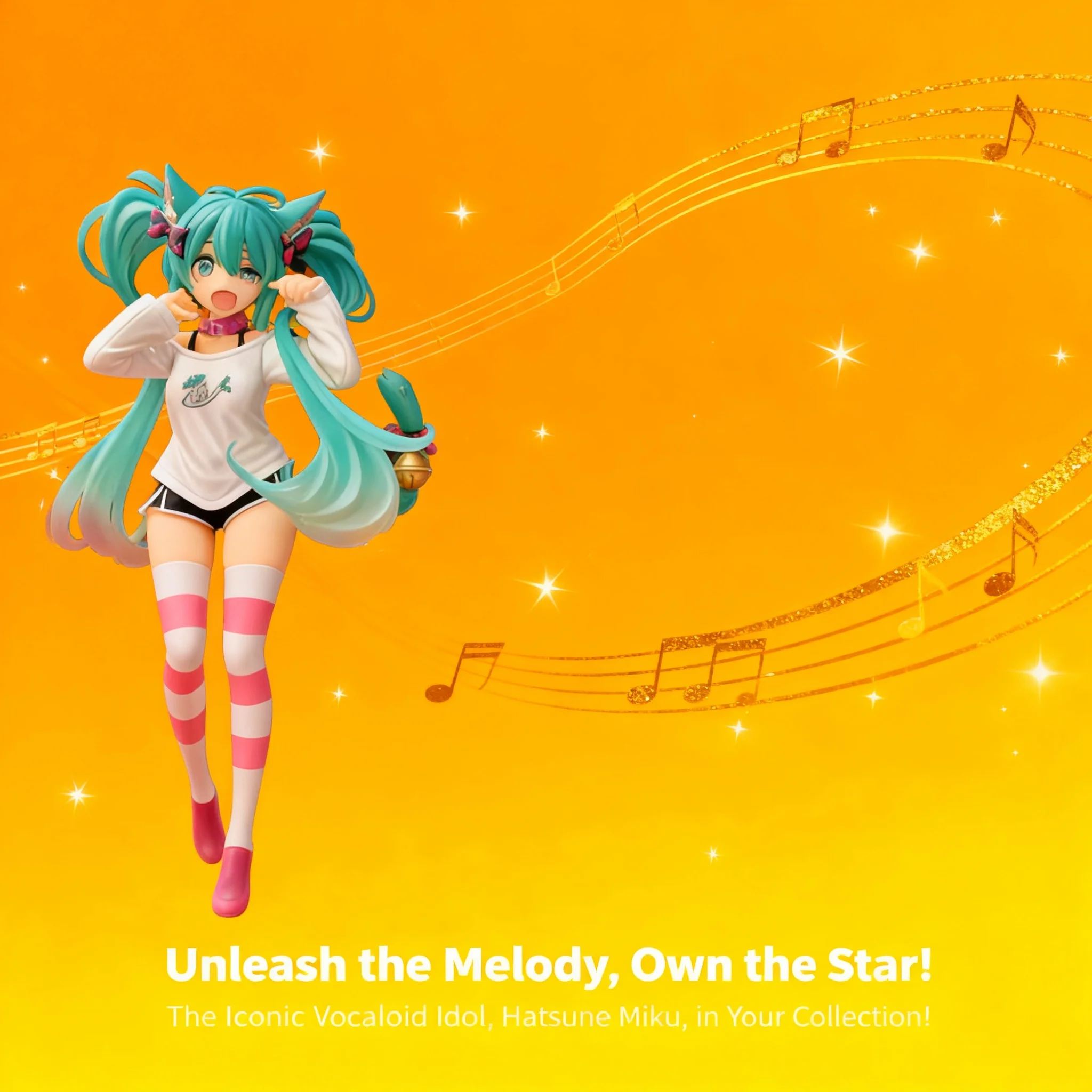 

Miku Hatsune Cat Ear Anime Figure Model Statue Cute Girl Doll Short Sleeve Pajamas Desktop Display Gift for Fans Collectors