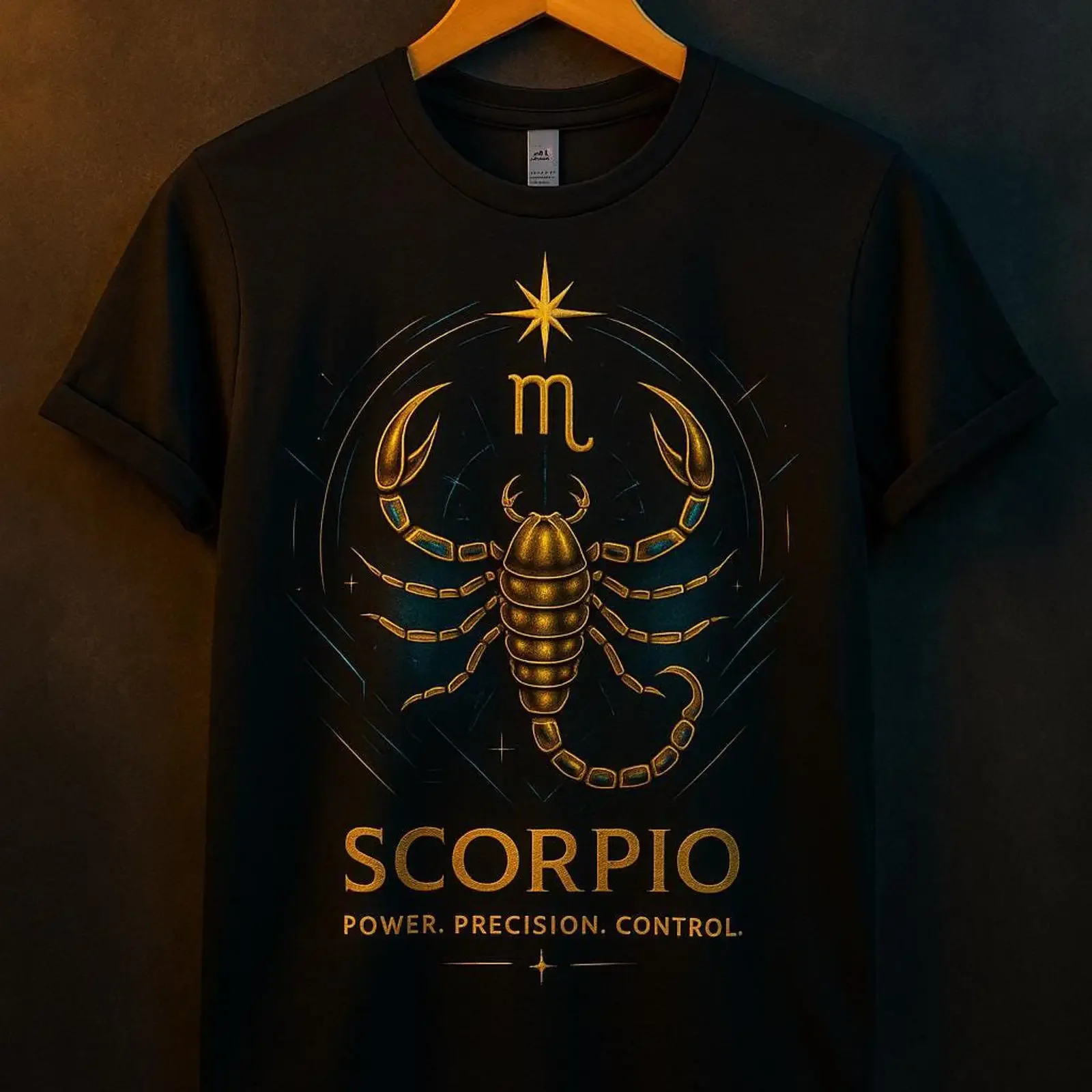 Scorpio Zodiac Gold T Shirt Power Precision Control Astrology Sign Casual  vintage Washed Breathable Comfortable