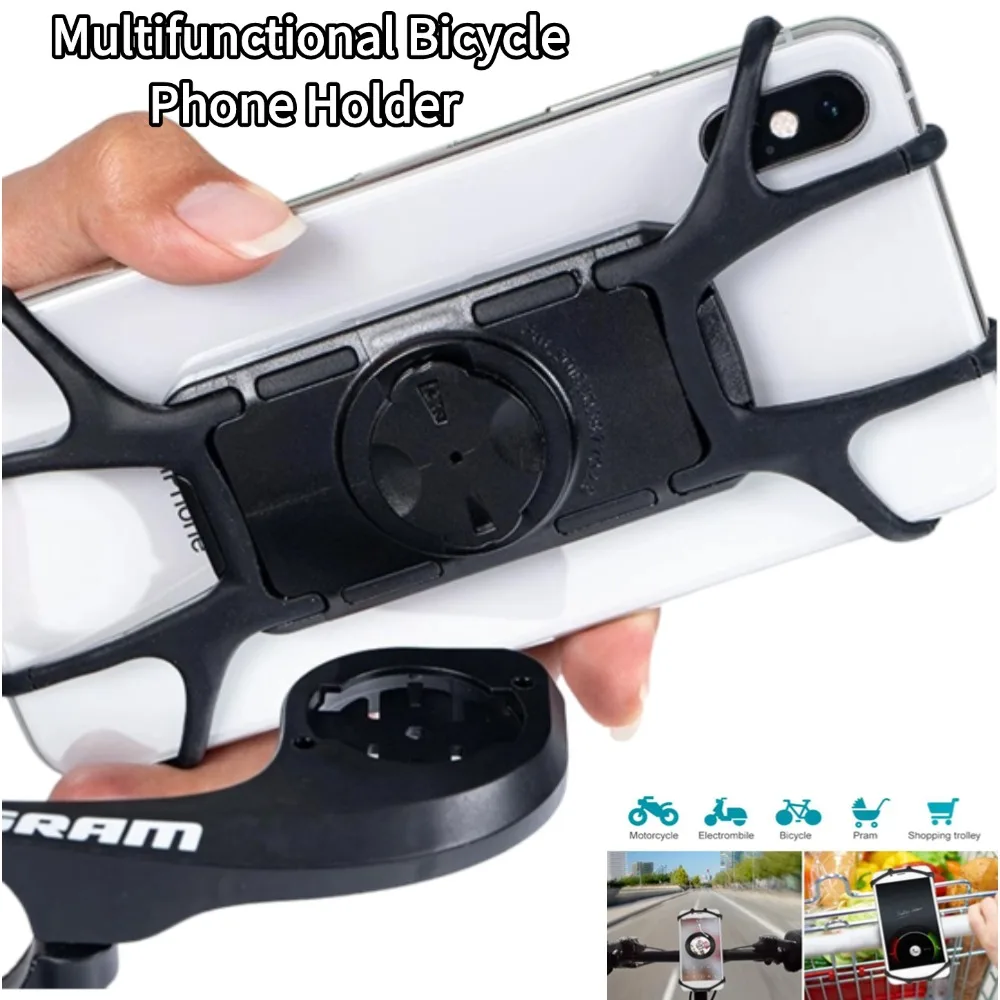 Multifunktionaler Fahrrad-Telefonhalter, universelle stoßfeste Halterung für Motorrad, Fahrrad für Garmin Edge SRAM, sicherer Silikongriff