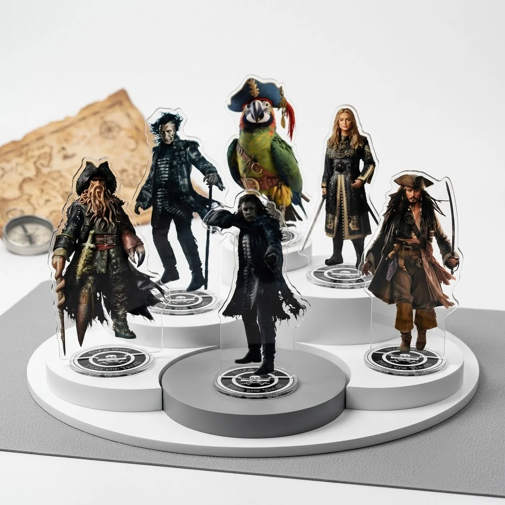 Pirates Movie Acrylic Stand Keychain 15CM Captain Jack Sparrow Davy Jones Captain Salazar Desktop Ornament Fan Merchandise