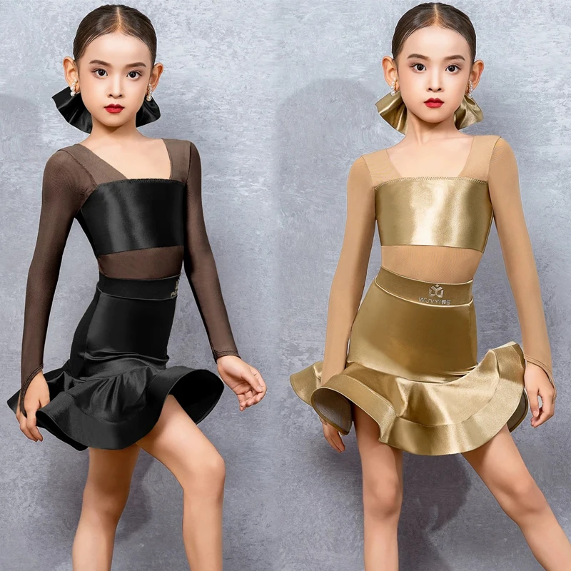 

Модное платье для соревнований по латинским танцам для девочек, детский костюм для бальных танцев самбы, детская танцевальная одежда для выступлений, SL14414