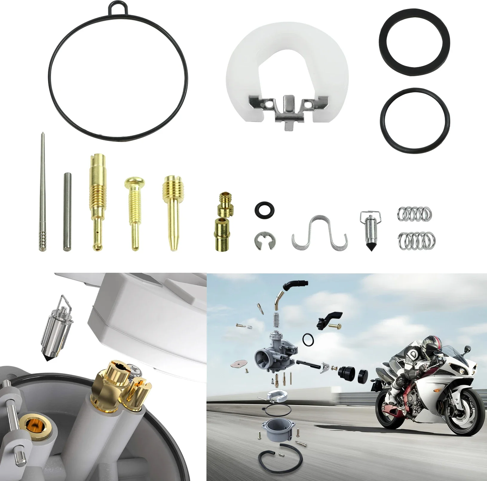 2 Set Carburetor Repair Rebuild Kit 19mm Carb for 50cc-110cc ATV Quad Pit Dirt Bike Go Kart Taotao Buggy Motorcycle