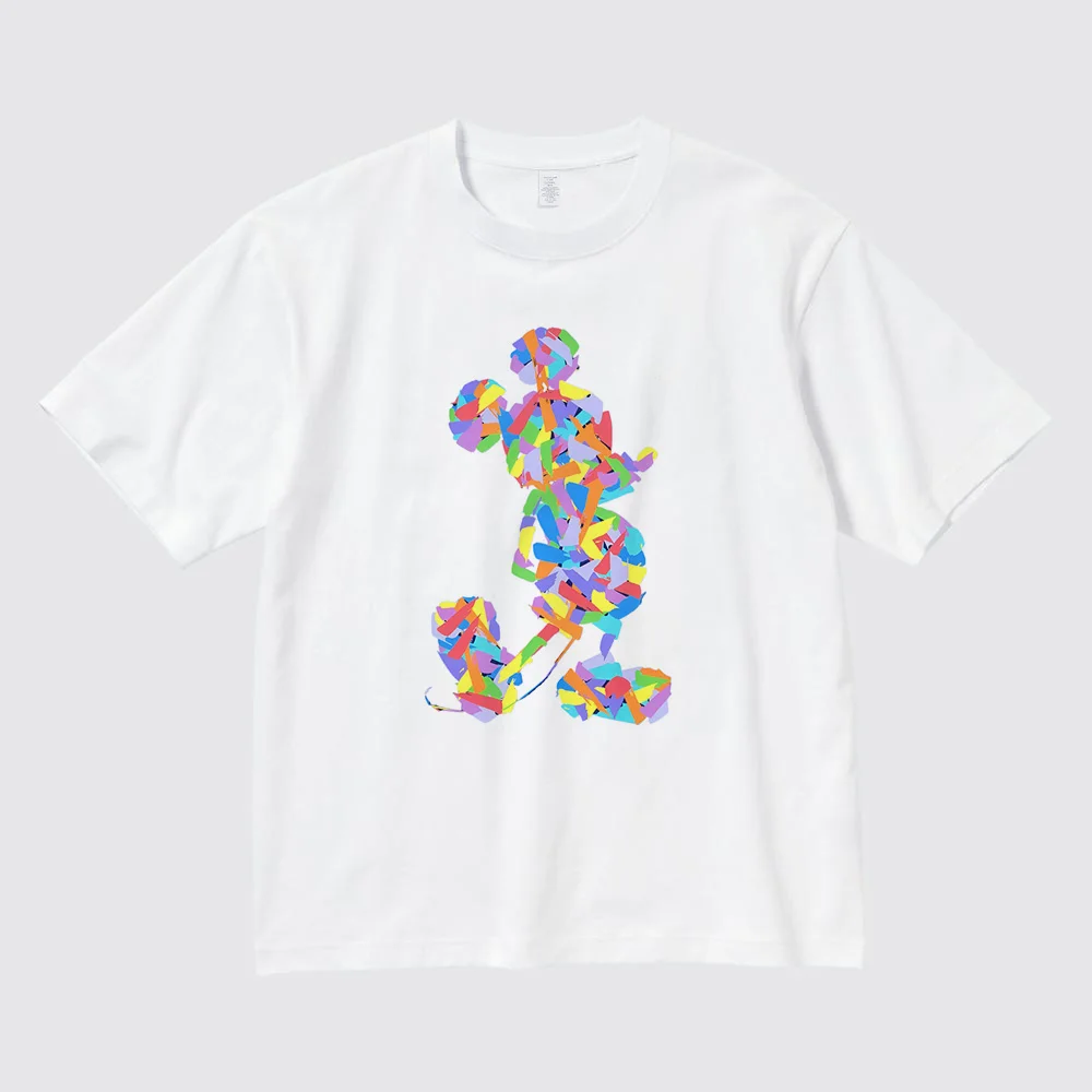 تي شيرت ديزني الرسوم المتحركة الأمريكية للأزياء الكرتونية ميكي بأكمام قصيرة للرجال والنساء فضفاض كل مباراة للزوجين