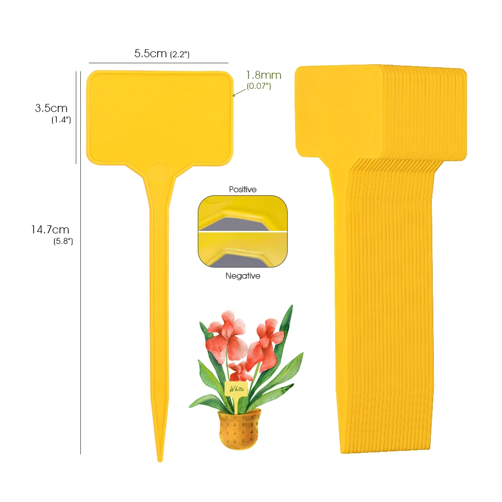 N306 T-Shaped Plant Labels 14.7cm Tall Writable Waterproof Garden Tags PP Markers for Indoor Outdoor Plants Flowers Vegetables