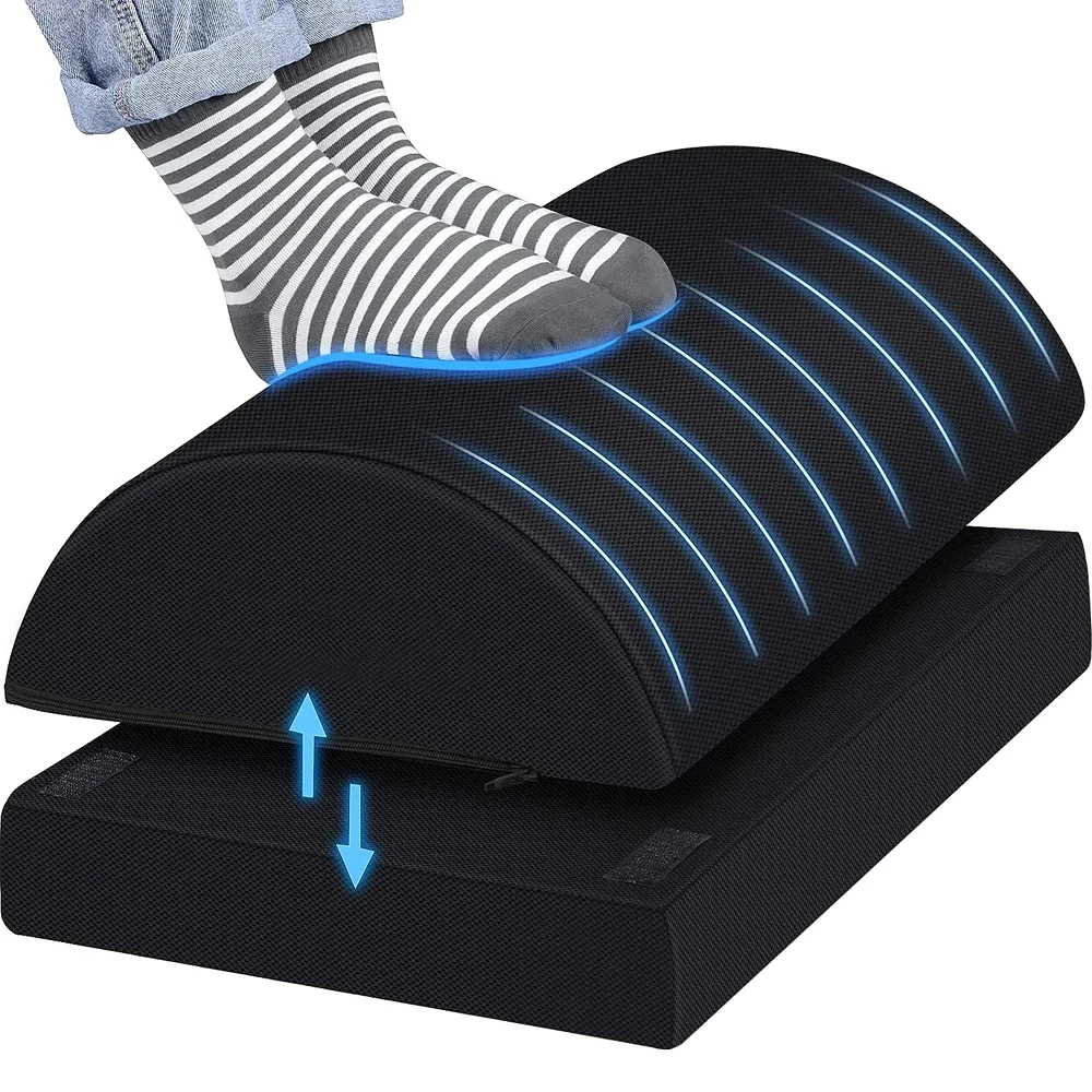 

2 In1 Heights Adjustable Foot Rest Under Desk, Soft Memory Foam Footrest Under Desk with Washable Cover, Ergonomic Under Desk