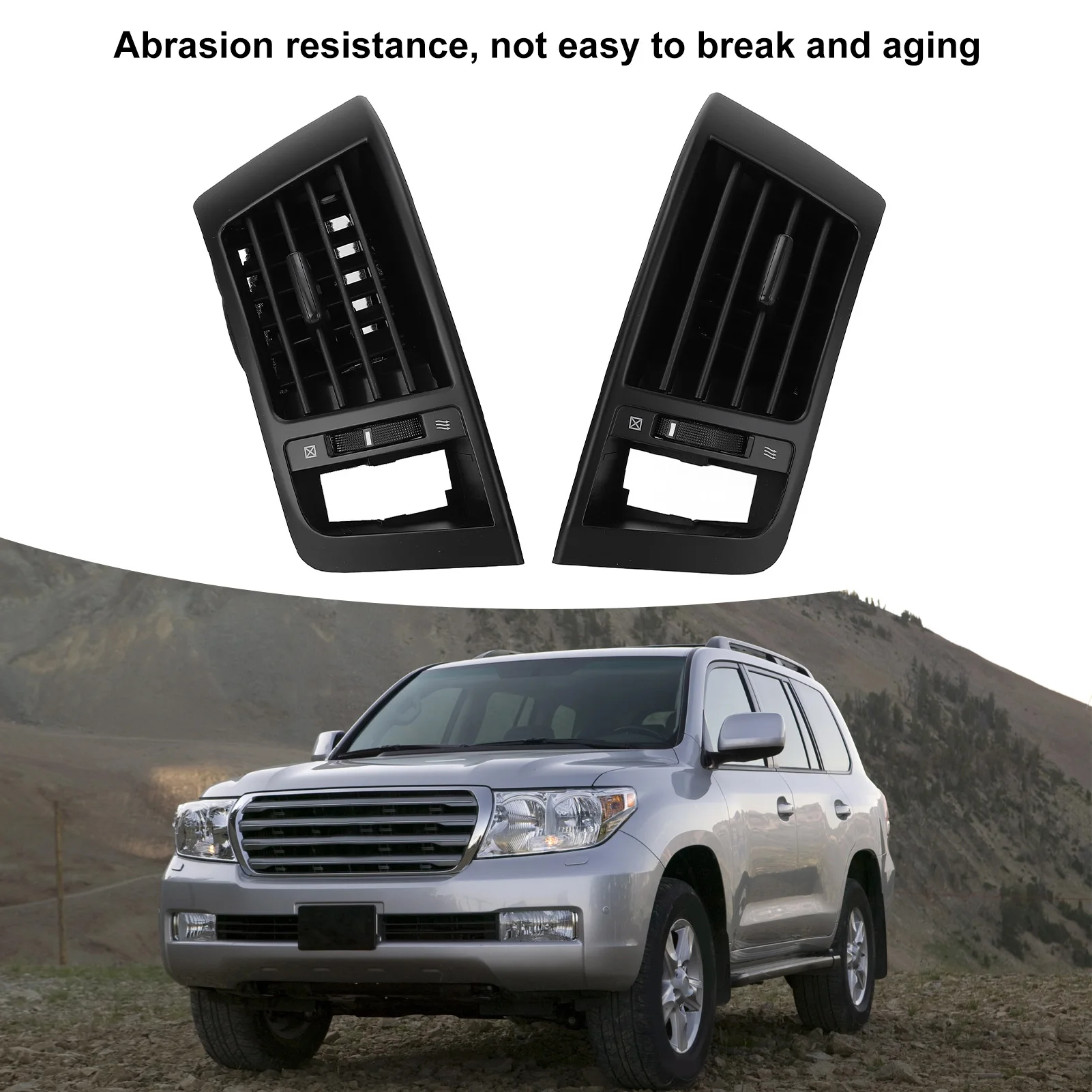 

Dashboard Air Vent Decorative 1 Pair Easy Installation Improved Airflow Center Dash Ac Outlet Grille for LC200