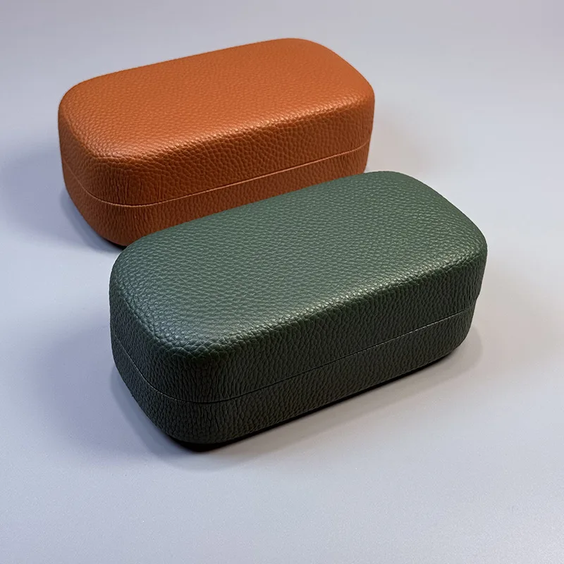 Minimalist Japanese Ins Style Niche Round-Head Lychee Pattern Glasses Case Portable Hard Shell Fashion Sunglasses Case