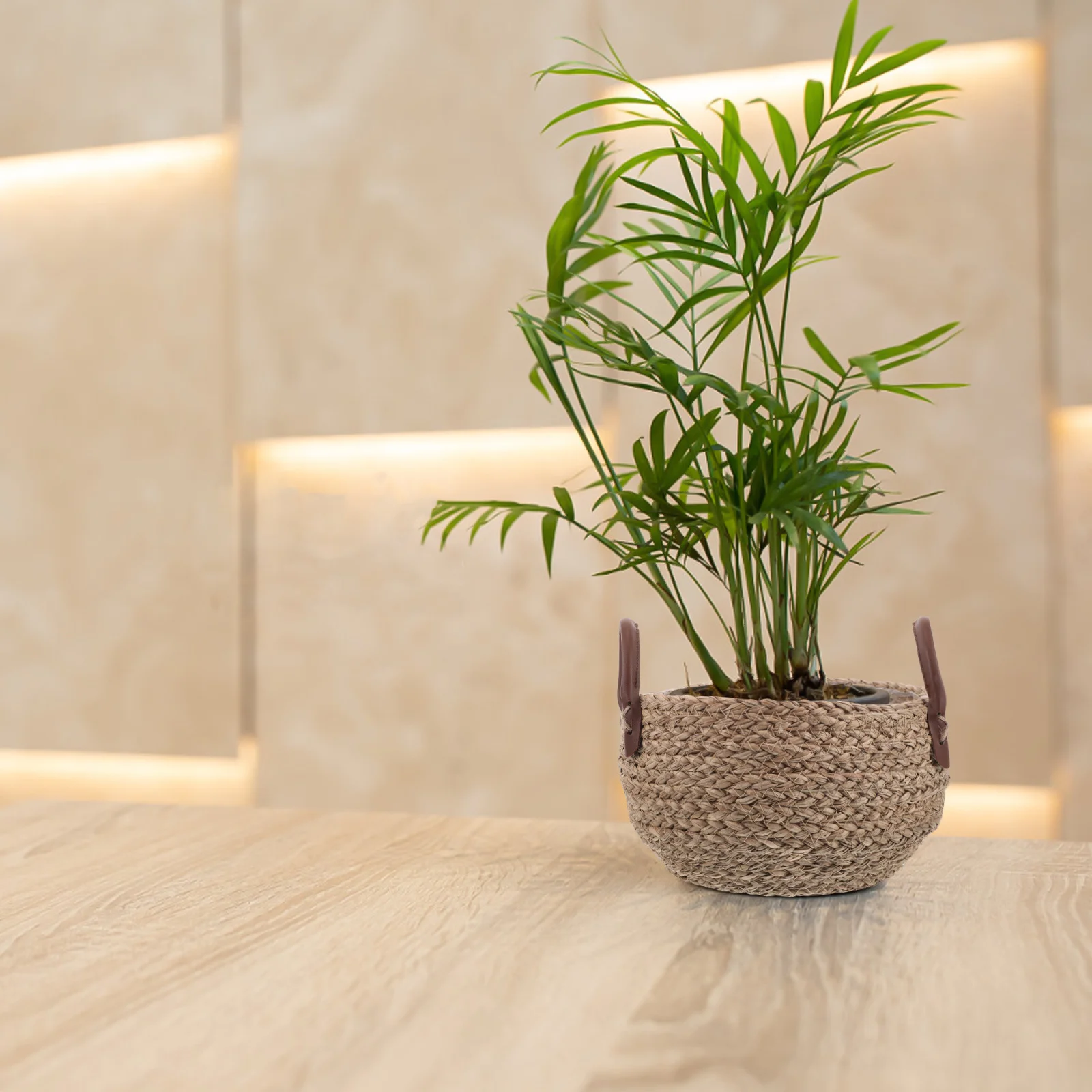 

Decorative Seagrass Basket Handwoven Wicker Planter Indoor Plants Versatile Storage Organization Decor