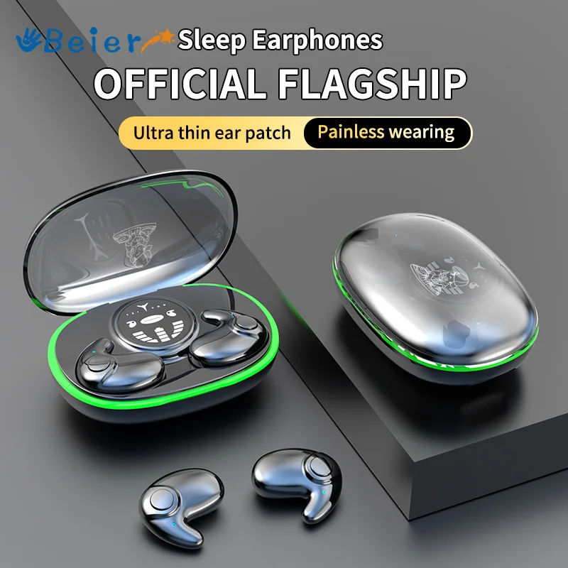 Beier TWS Sleeping Wireless Earphones MD558-A Bluetooth 5.3 Earbuds Hifi Sound Gaming Headphones Waterproof Sports Headest