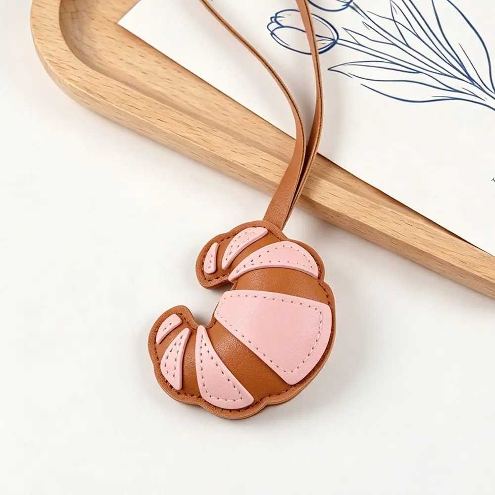 Multi-color Hanger Pu Leather Croissant Pendant Bread Shaped Ox Horn Bag Charm Fashion Creative Bag Decoration Bag Accessory