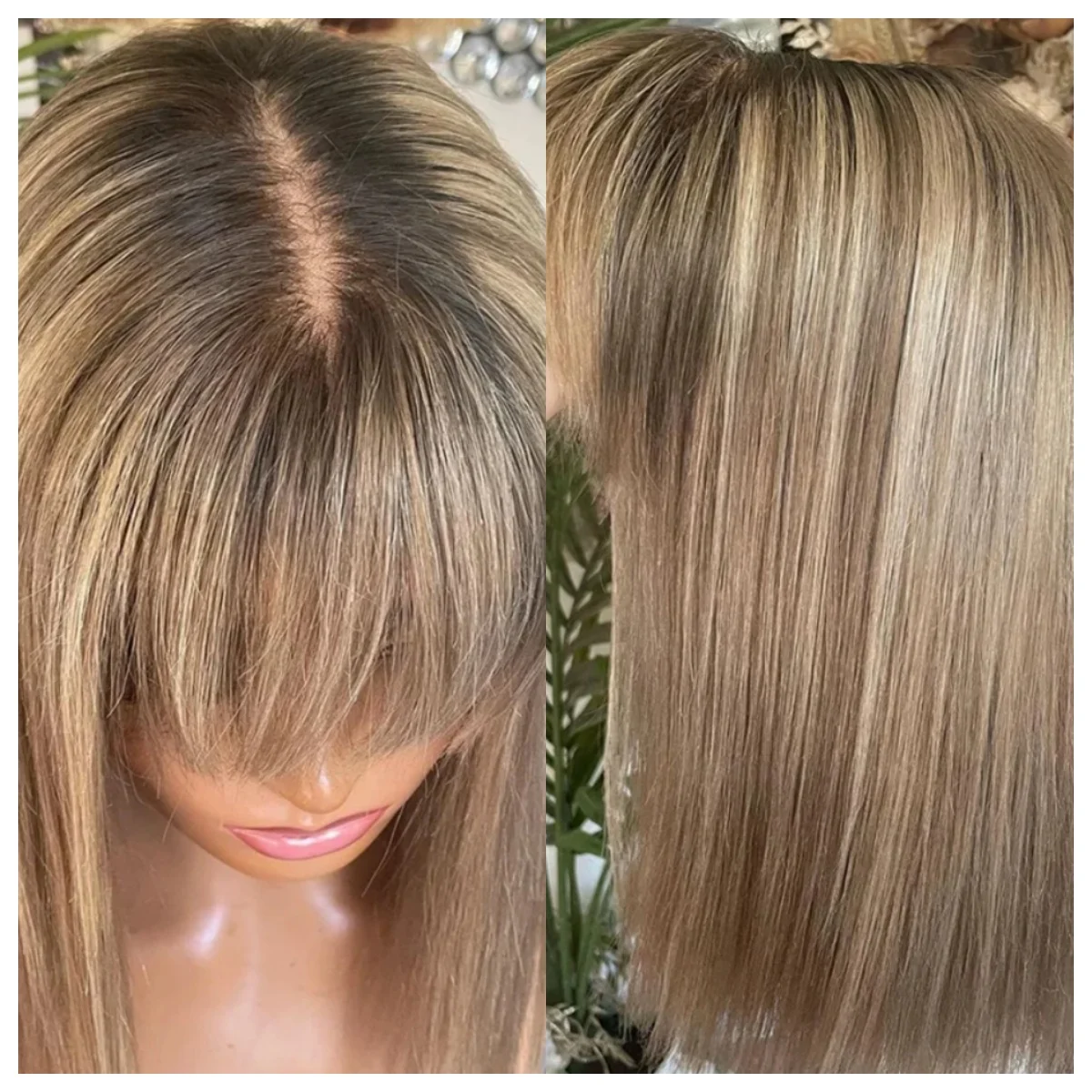 

Natural Straight Lace Front Wig Ash Brown Highlights Synthetic mixed Brown Hair Wig Cheap Wig on Clearance Glueless Handmade Wig