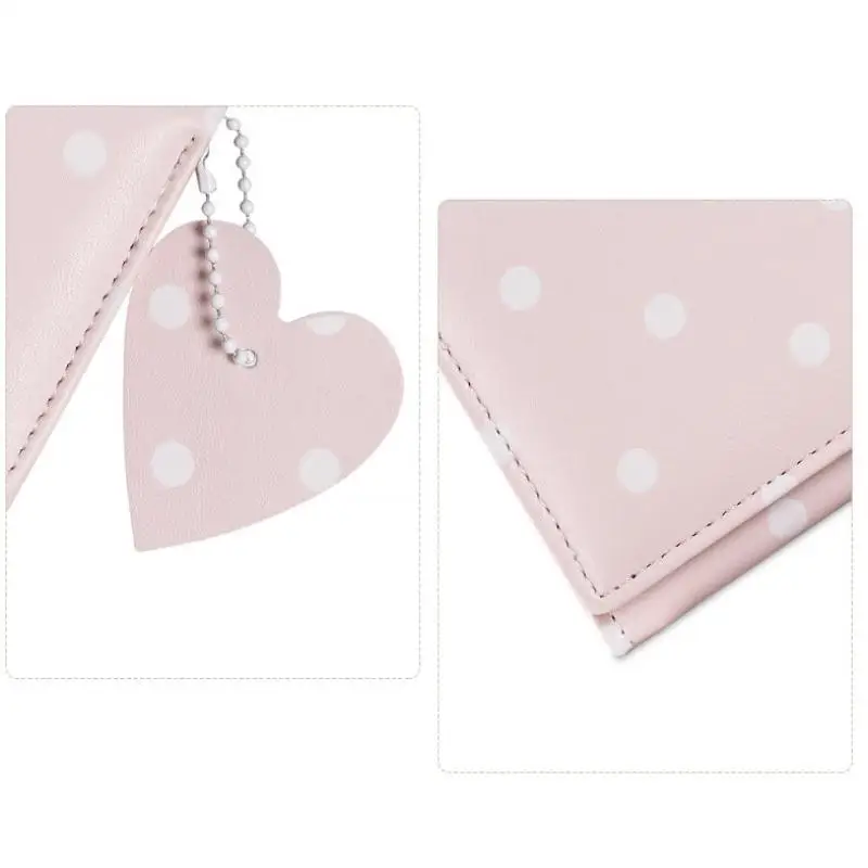 Gepunktete PU-Leder-Geldbörse mit niedlichem Herzanhänger und kompaktem Design, perfekt für tägliche Freizeitausflüge und Einkäufe. – Detail 9
