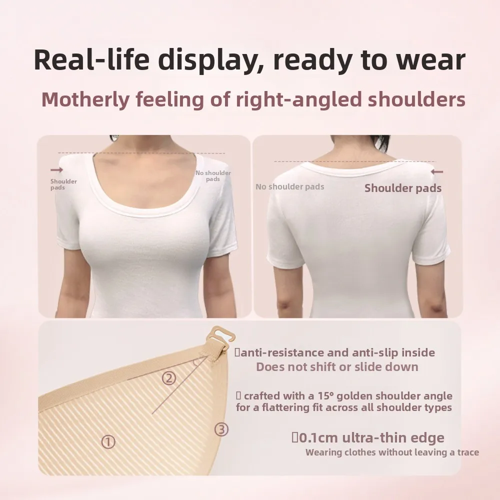 Elastic Deep V Right-angle Shoulder Bra Seamless Lingerie Shoulder Pad Bra Thin Shockproof Underwear for Women Cosplay