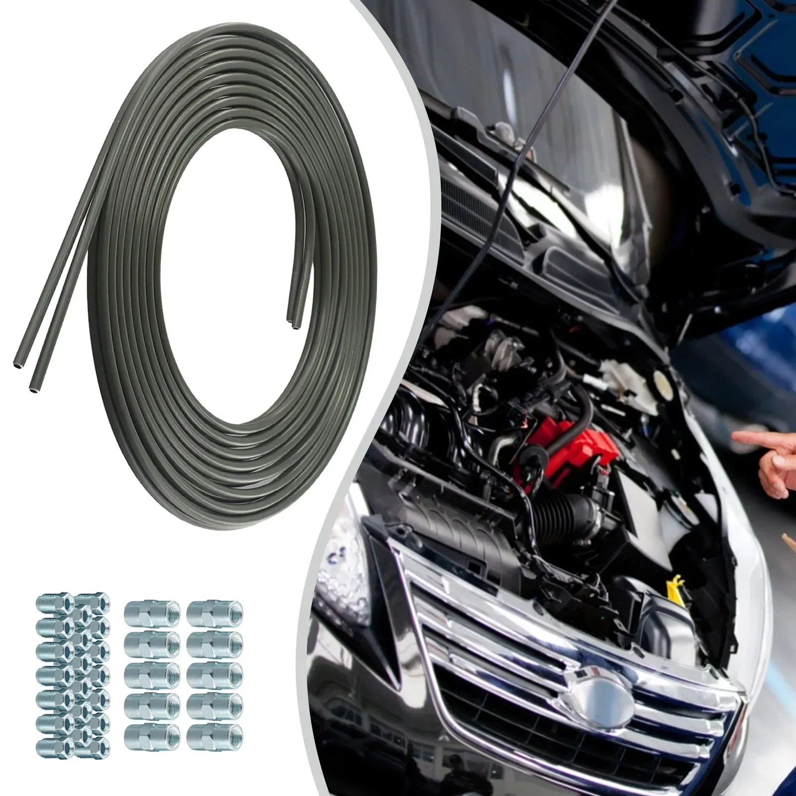 Toughened Automotive Brake Lines Each Section Measures Five Meters With Full Nut & Connector Package Available