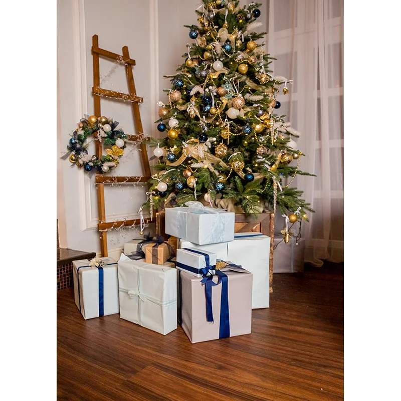 Fondo de fotografía de Navidad para estudio fotográfico, telón de fondo con árbol de Navidad, chimenea, Retrato, accesorios de JPE-66