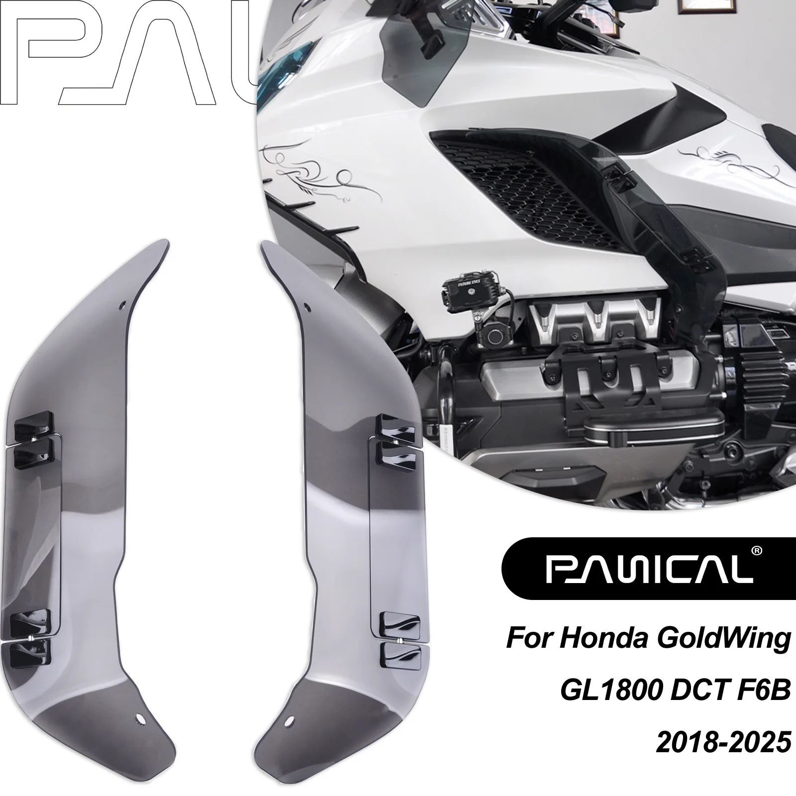 

PANICAL Air Deflector for Honda GoldWing GL1800 DCT F6B 18-25 Flange Shield Hood Adjustable Air Spoiler Accessories Windshield