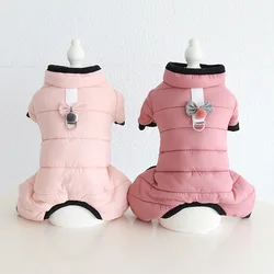 4 Leg Warm Dog Jumpsuit Winter Pet Clothes Poodle Bichon Frise Schnauzer Dog Clothing Rompers Puppy Costume Apparel Garment