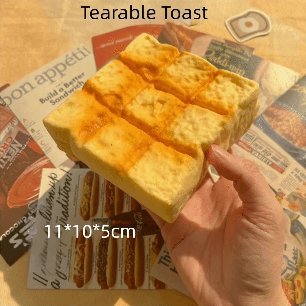 Simulated Bread Toast Squeeze Squishy Toys Stress Relief Soft Sensory Fidget Toy Slow Rising Decompression Toy for Kids Adults