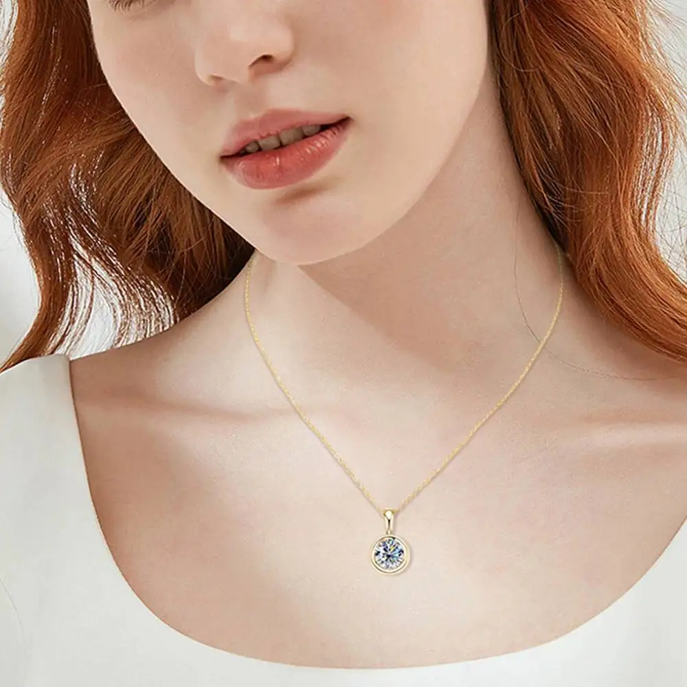 JoyceJelly 2ct Moissanit-Halskette für Frauen, S925-Sterlingsilber-Anhänger, Schlüsselbeinkette für Hochzeit, weiblicher Luxus-Halsschmuck – Detail 15