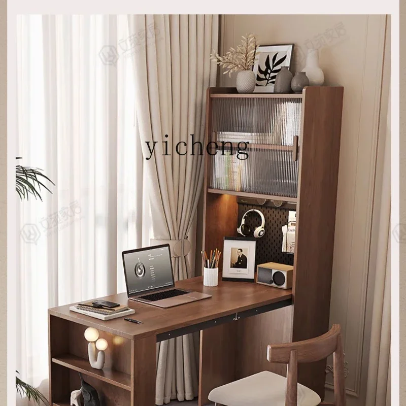 high-end folding desk bookcase integrated small apartment corner study table home against the wall bedroom study table