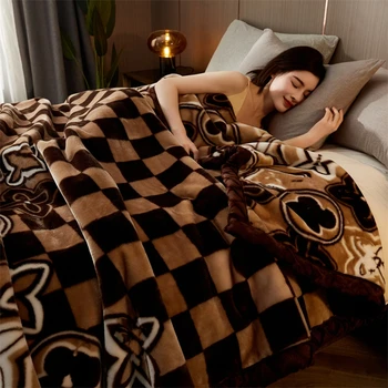 2024 Mode Luxusmarke Decke mit Samt flauschigen Teppich verdickt Blatt Reise matte anti statische Zustand Tages decke bedeckt