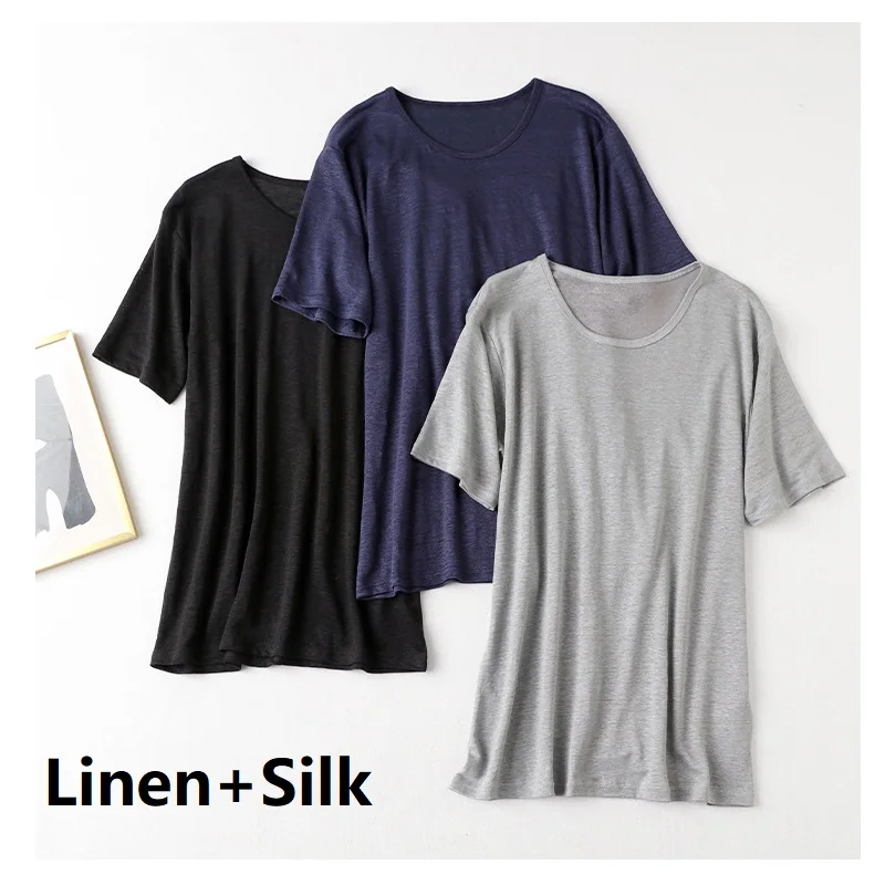 

linen silk summer t shirt men clothing mens shirts black top man short sleeve clothes tshirt vintage tops streetwear fashion tee