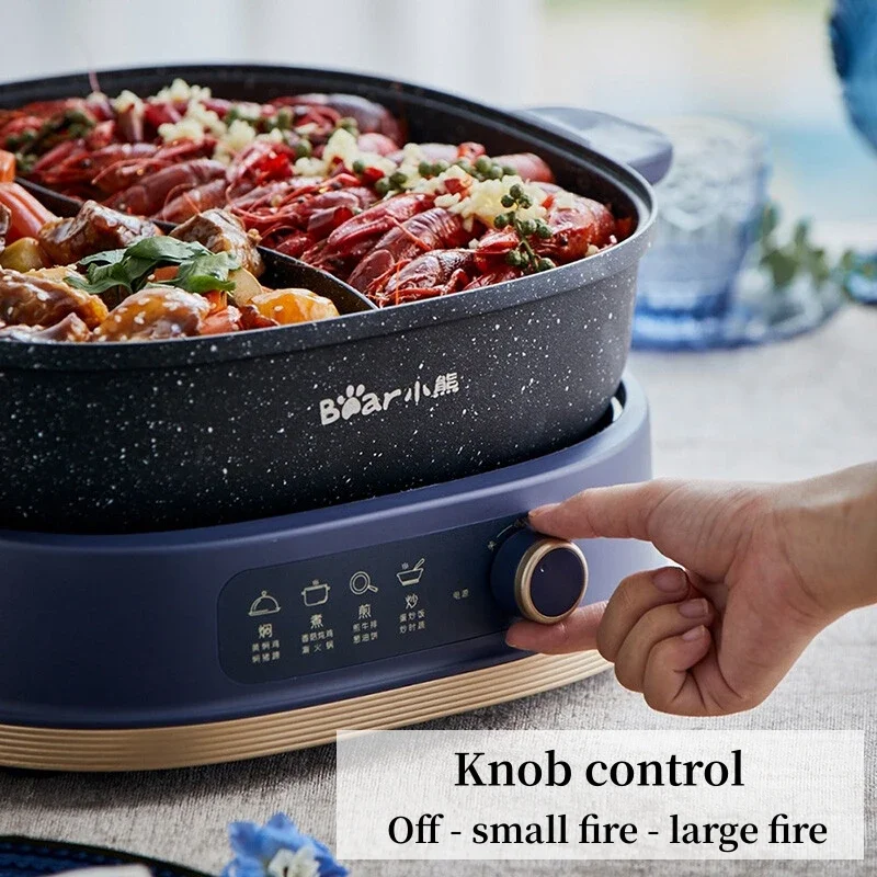 Bear Multi-functional Electric Hot Pot Split Type Electric Cooking Pot Household Stir-fry Stew Pot Kitchen Cooking Appliances