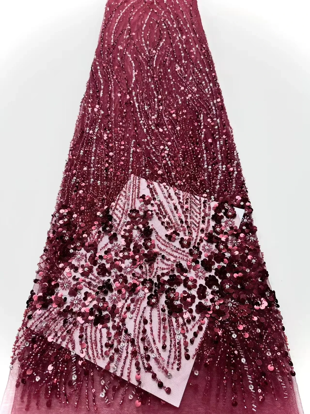 Najnowsza afrykańska francuska tkanina z cekinami, siatka koronkowa, wysokiej jakości haftowana tkanina z koralikami, 5 jardów na sukienkę ślubną dla kobiet, CC1701