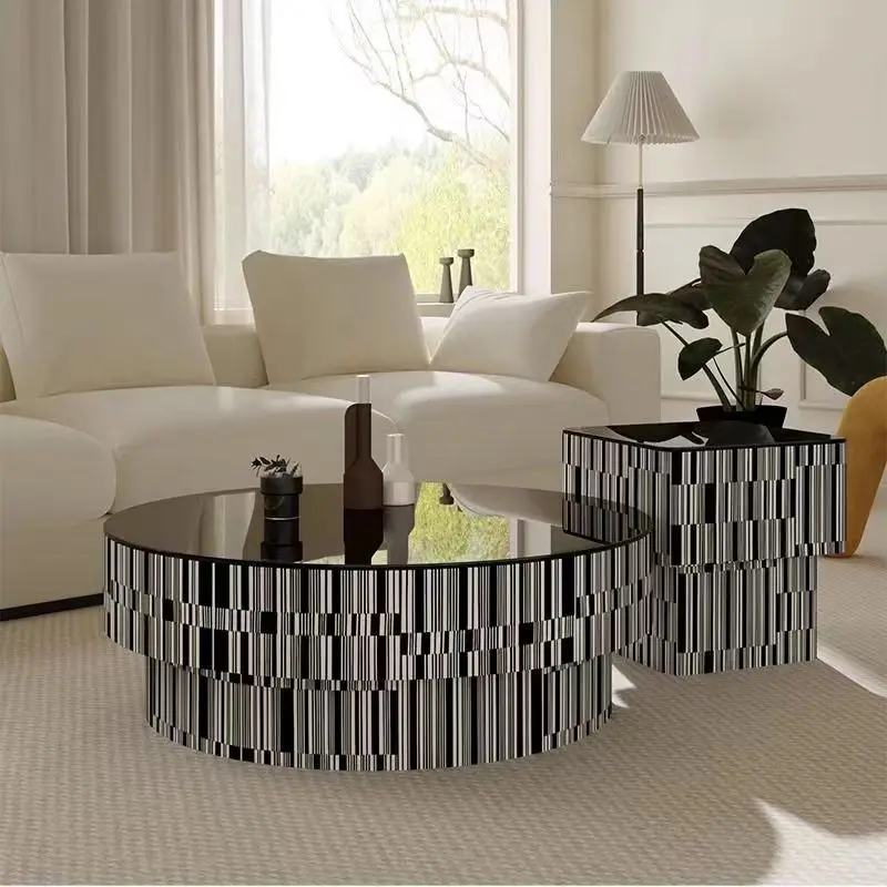 

Modern simple glass round coffee table combination light luxury Italian minimalist