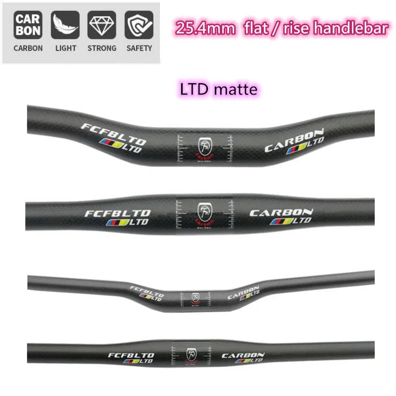 

matte carbon handlebar MTB Bicycle Handlebar 25.4 Mountain BikeFlat Riser Handle Bars 3K 380-720mm cycling parts road bike