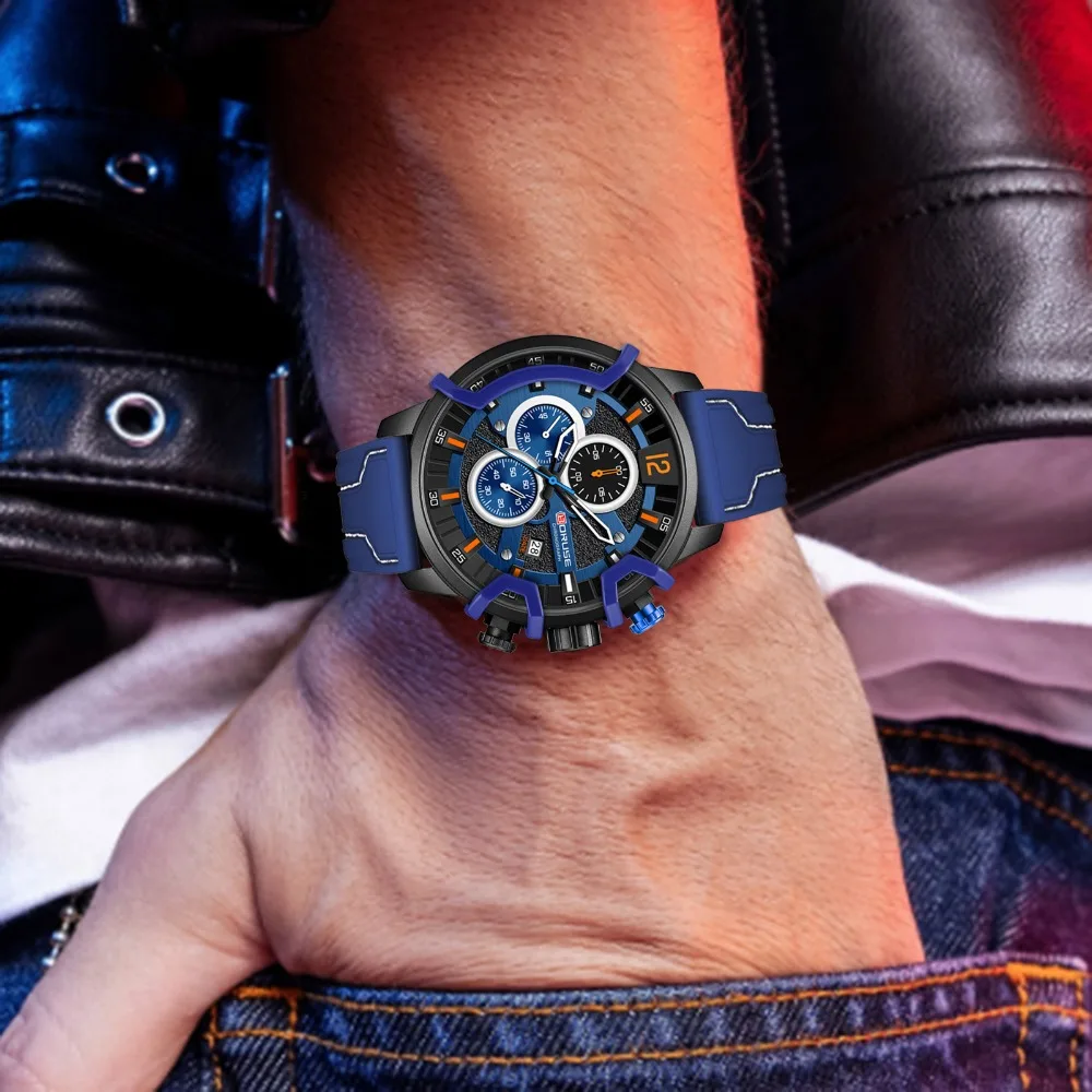 BORUSE 2 قطعة/المجموعة من ساعة رجالي رياضية وشخصية سوار سيليكون حزام مؤشر كوارتز ساعة اليد هدية مثالية للرجال #5