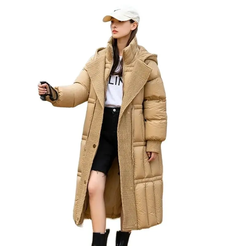 

New Down Women's Long Section Extra Thick Fashion 95 White Duck Down Maillard Warm Coat Northeast Outdoor Winter Clothes