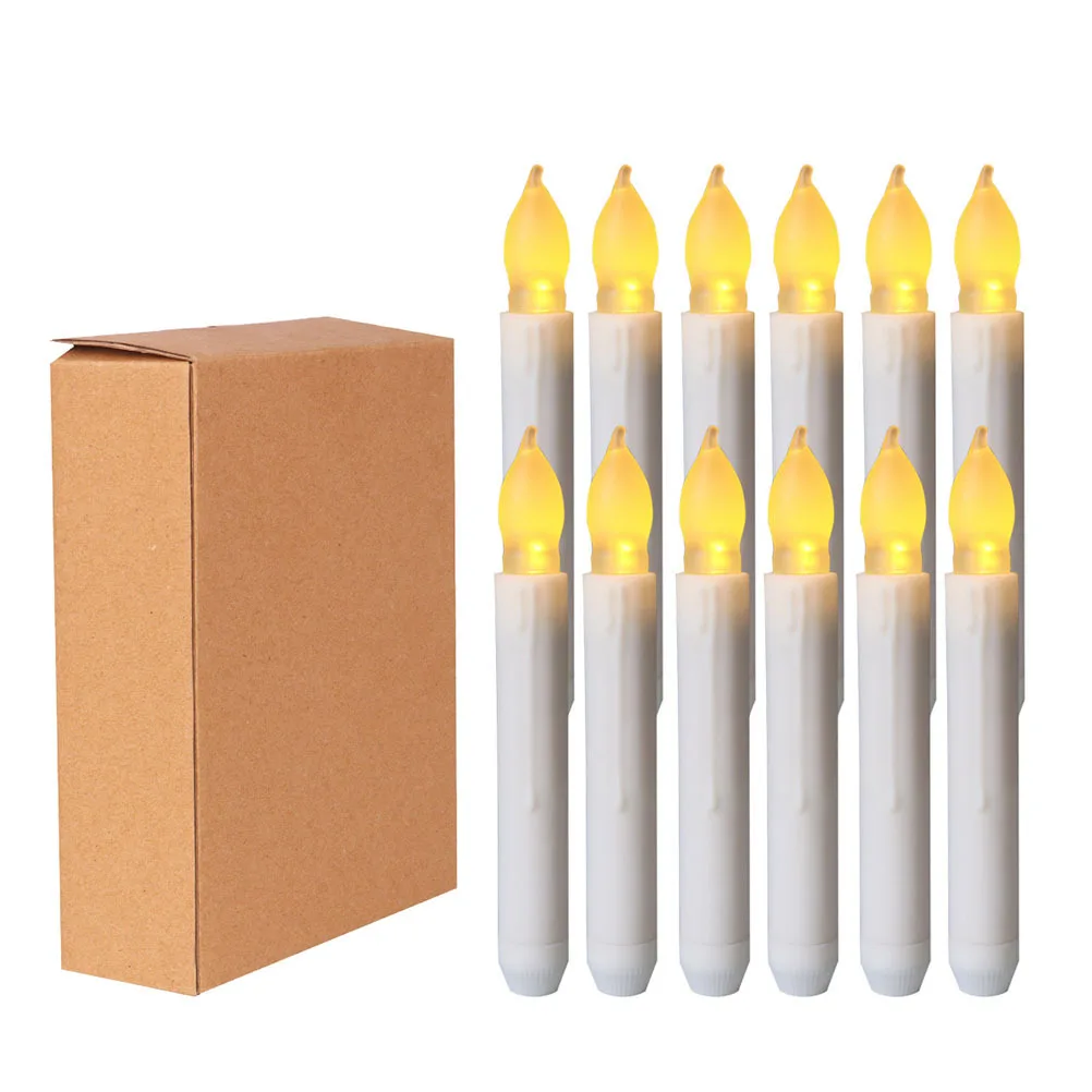 12pçs 2x16.5cm led velas de natal luz eletrônica sem chama velas de cera cintilante para decorações internas