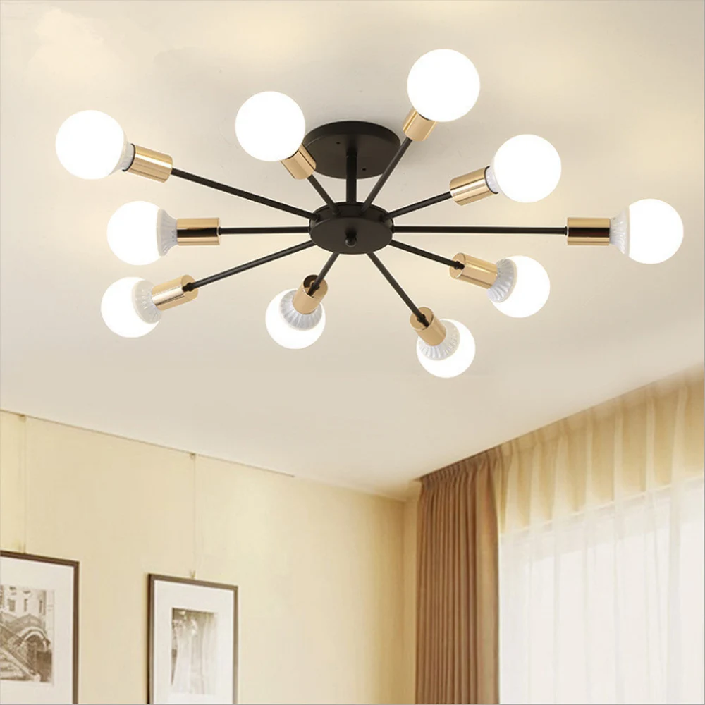 

6/8/10 Heads Modern Sputnik Chandelier Nordic Ceiling Lamp Retro Industrial Ceiling Light Bedroom Home Decor Lighting Fixture