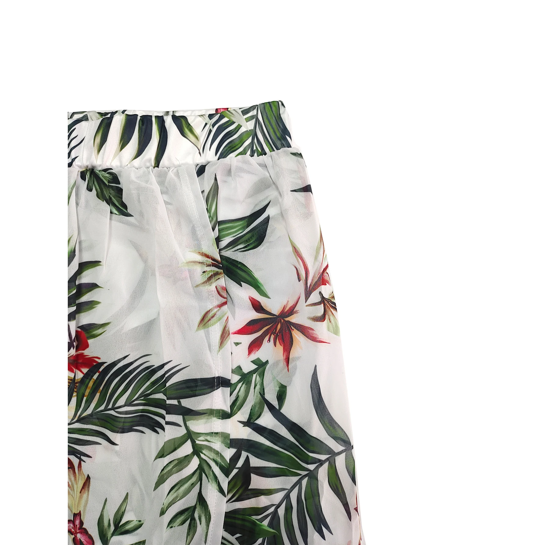 Women\'s Bohemian floral print V-neck two-piece top and split beach party dress