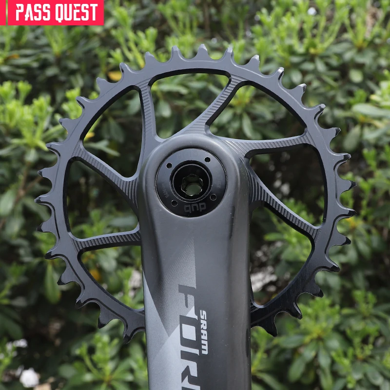 PASS QUEST 3mm Offset Direct Mount Road Bike ROUND OVAL Narrow Wide Chainring 28T-48T Chainwheel BLACK