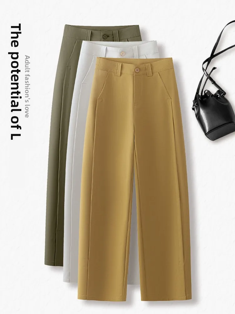 

Женские повседневные брюки с широкими штанинами, высокой талией, свободного кроя, прямые, весна-осень, новый стиль, удобные брюки