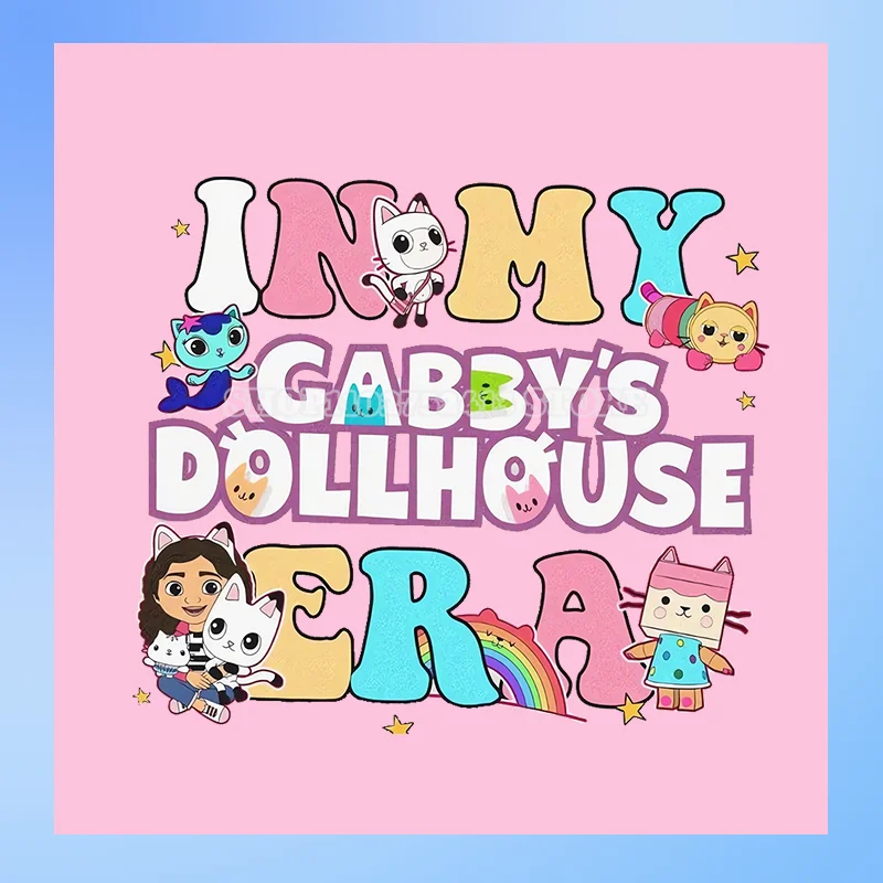 ملصقات نقل الحرارة للأطفال من Gabby Dollhouse ، بقع متعة أنيمي لطيفة ، شارات نقل الحديد ، تي شيرت ملابس بغطاء رأس ، ديي ، هدية عيد ميلاد