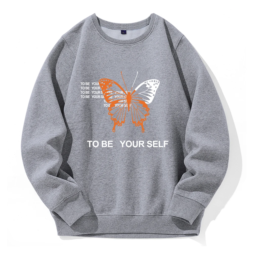 To Be Yourself Printing Hoodies Male Warm Fleece Comfortable Pullovers Novelty Fashion Hooded Harajuku Tren Oversized Sweatshirt