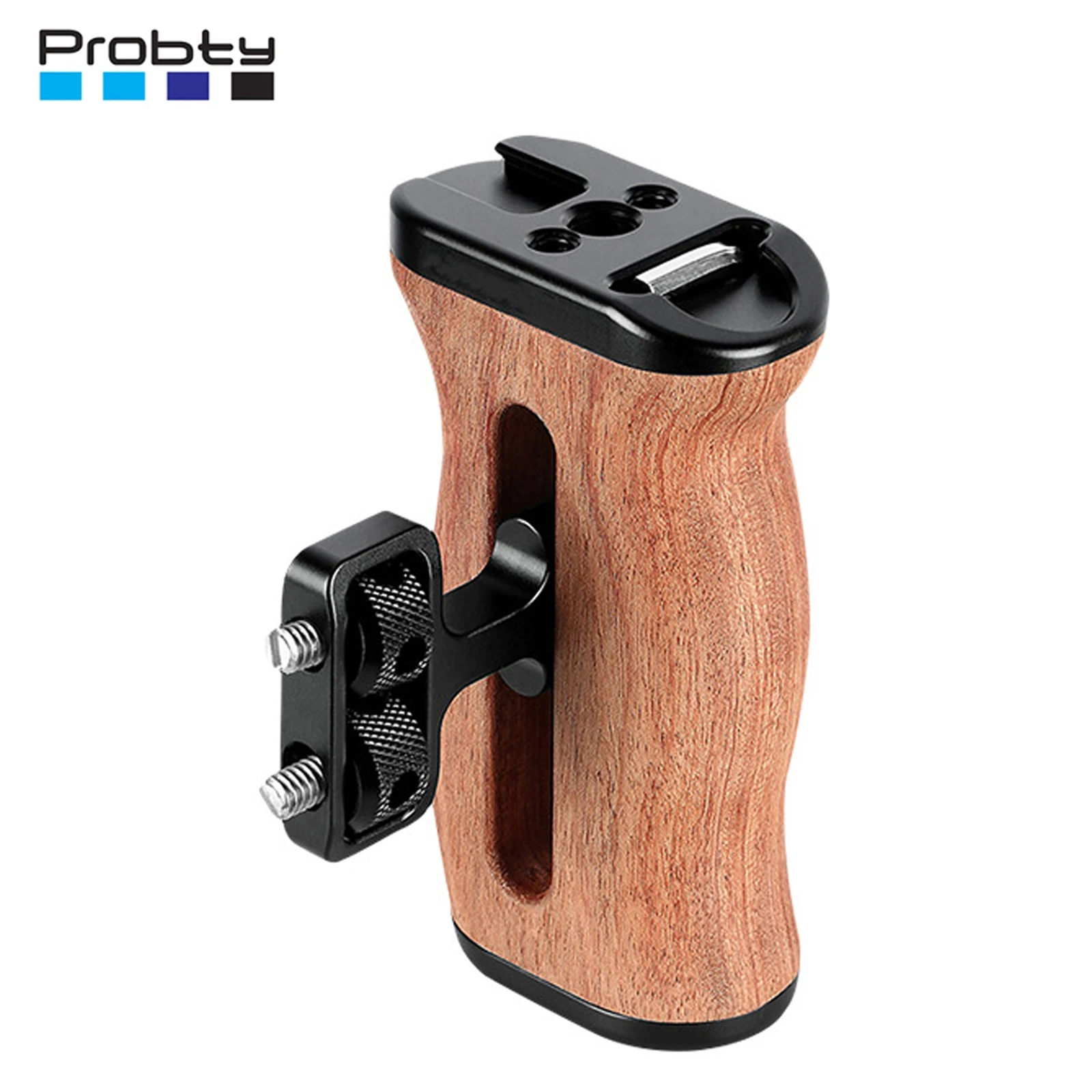 Universal Camera Cage Side Handle for Sony Canon Nikon Camera Cage Wooden Handle Grip Cold Shoe for Mic Video Light