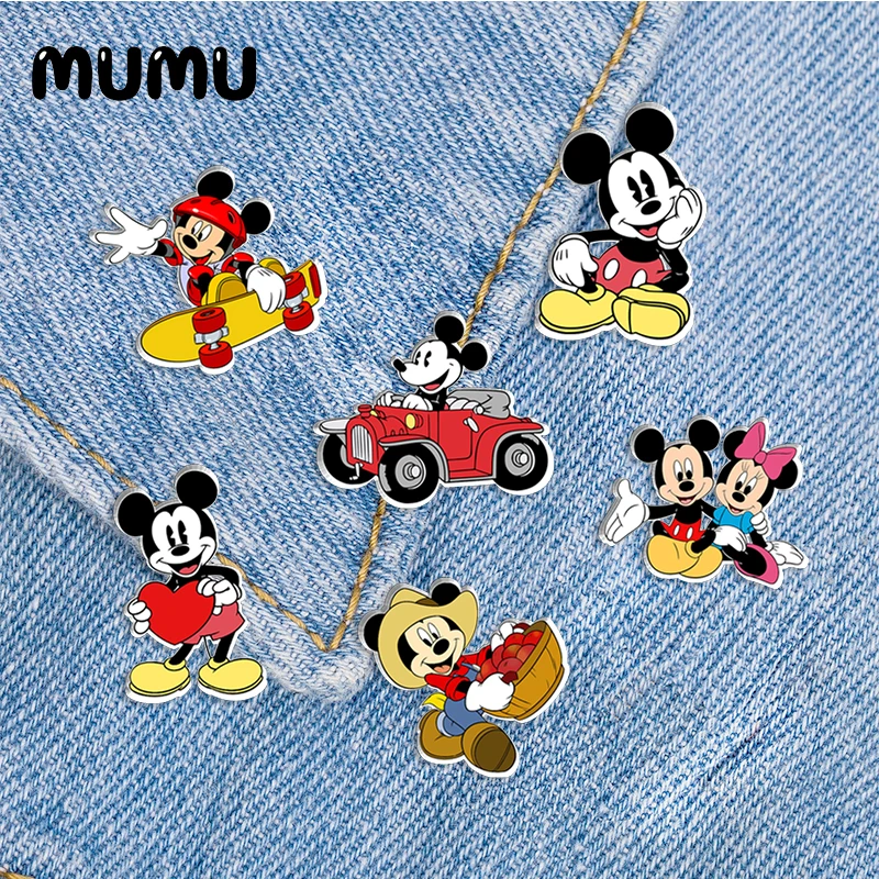 2024 New Classic Mickey Mouse Lapel Pin Funny Acrylic Brooches Handmade Epoxy Jewelry Shirt Bag Badge