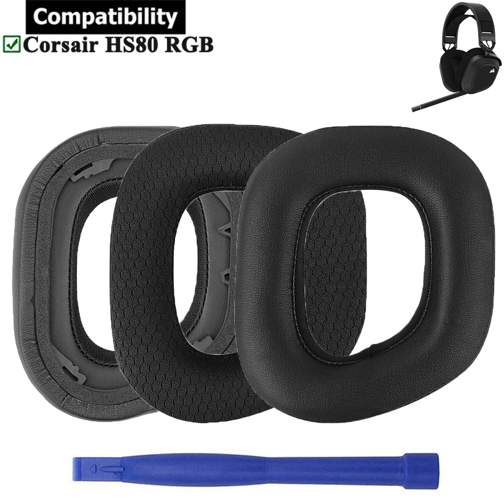 Replacement Earpads Ear Pads Foam Protein Cover Cushion Headband Repair Parts for Corsair HS80 RGB Gaming Headsets Headphones