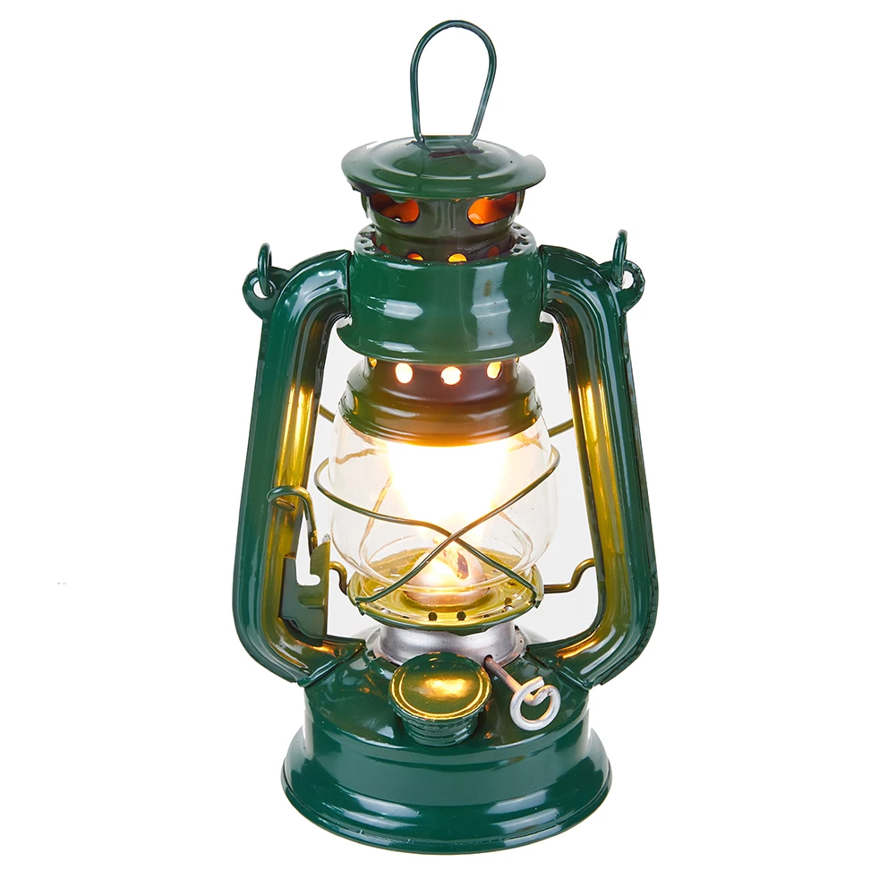 19cm Retro Kerosene Lamp Portable Handheld Oil Lamp Outdoor Camping Mediterranean Style Decor Multifunction Iron Lamp Lighting