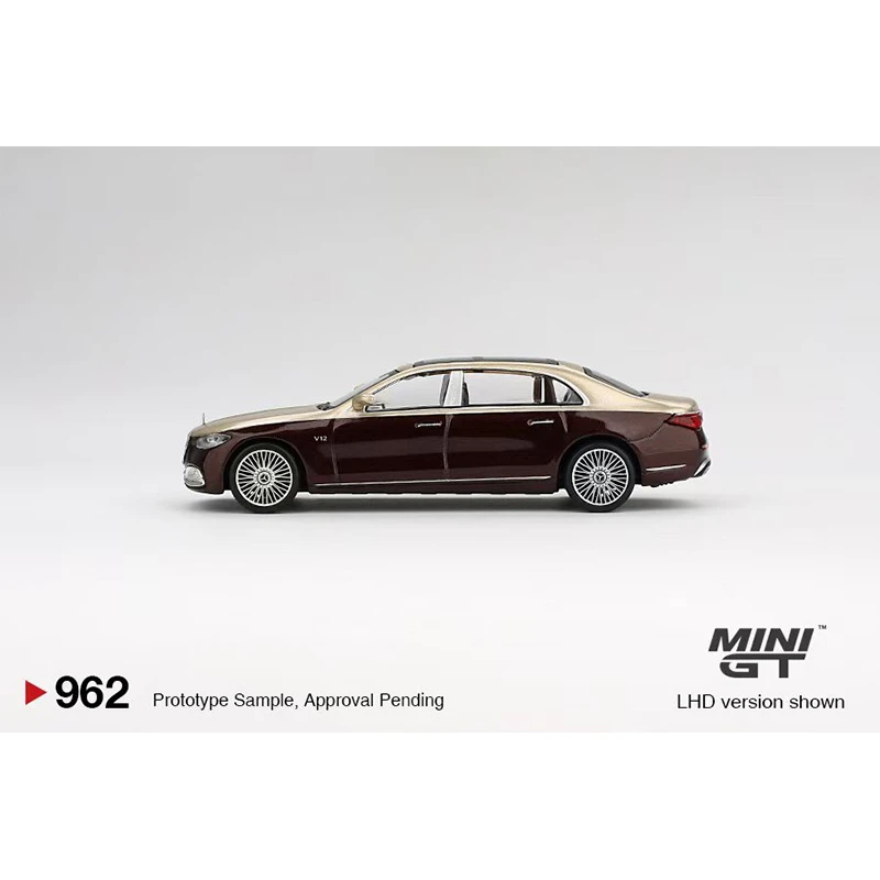 MINIGT 962 Dostępny 1:64 Mercedes Maybach S680 Złoto Ciemnoczerwony Metaliczny Model Odlewany Kolekcjonerski Zabawka